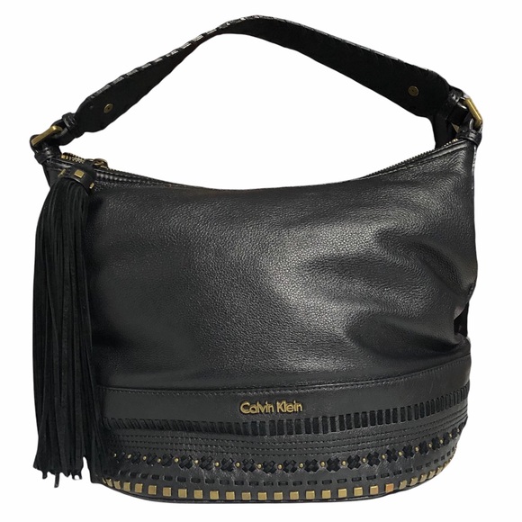 Calvin Klein Leather Studded Hobo Shoulder Bag - Picture 9 of 15